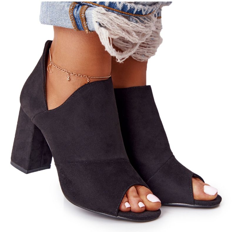 Frühling Wildleder Stiefel On A Post Vinceza 21-17095 Schwarz