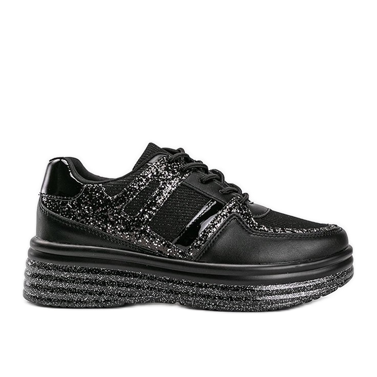 Schwarze Glitzer-Sneaker mit dicker Laurel-Sohle