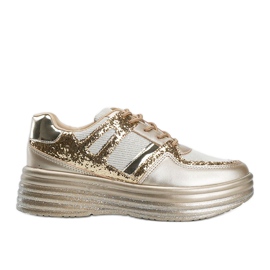 Goldene Glitzer-Sneaker mit klobiger Laurel-Sohle