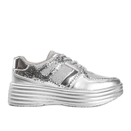 Silberne Glitzer-Sneaker mit dicker Laurel-Sohle