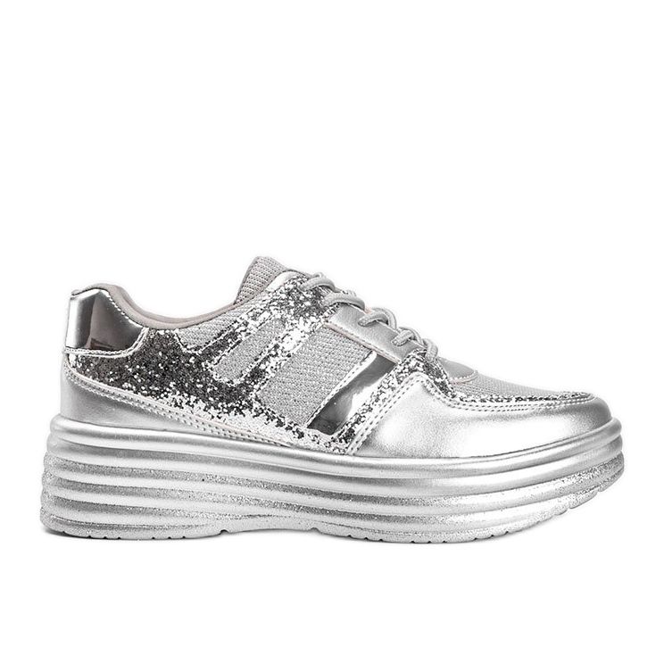 Silberne Glitzer-Sneaker mit dicker Laurel-Sohle silber-