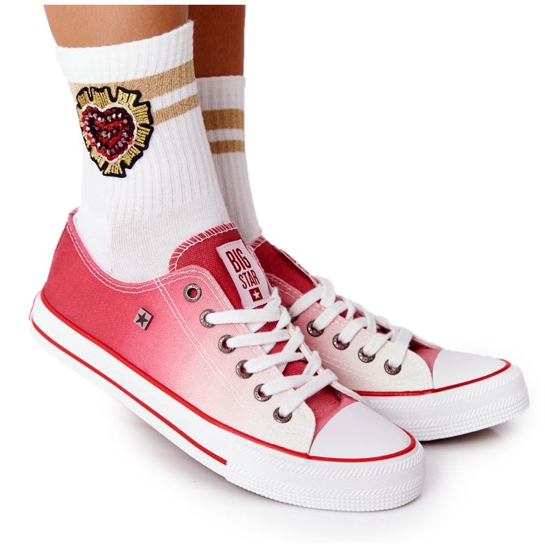 Damen Sneaker Big Star HH274130 Ombre Rot weiß