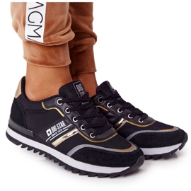 Damen Sportschuhe Memory Foam Big Star HH274272 Schwarz golden