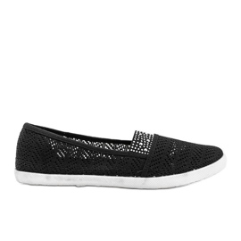 Schwarze, durchbrochene Sneakers mit Annabella-Zirkonia