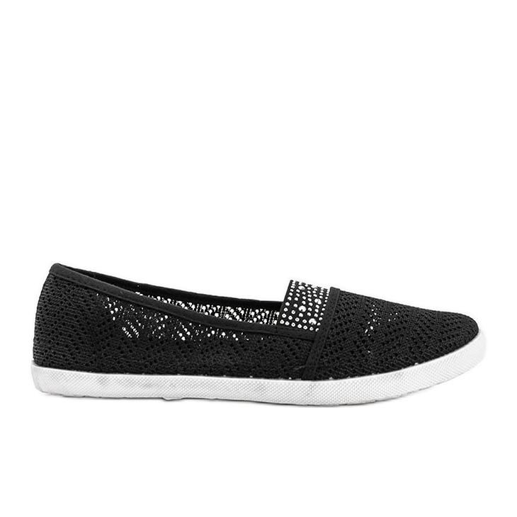 Schwarze, durchbrochene Sneakers mit Annabella-Zirkonia