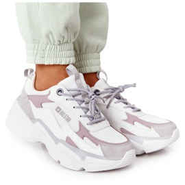 Damen Sportschuhe Memory Foam Big Star HH274255 Weiß-Violett lila grau