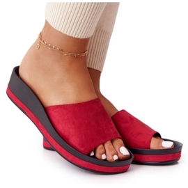 Hausschuhe mit Keilabsatz Vinceza 21-17113 Rot schwarz