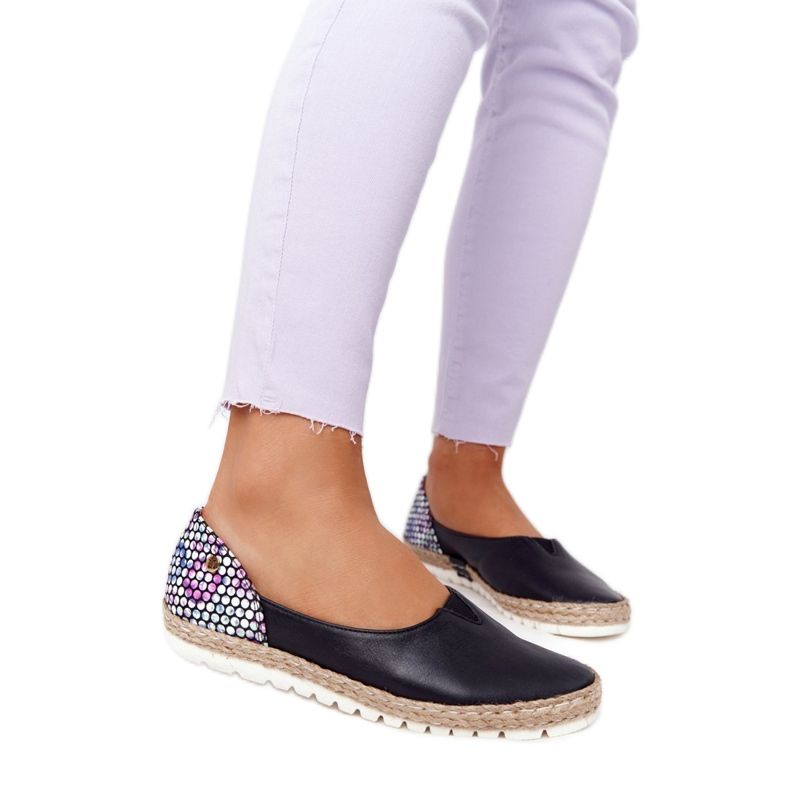 Maciejka 05056-01 Schwarze Lederballerinas mehrfarbig