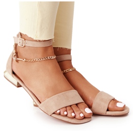 Sandalen mit goldenen Absätzen Vinceza 21-17119 Beige