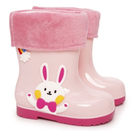 Warme Kinder-Regenstiefel mit rosa Hase