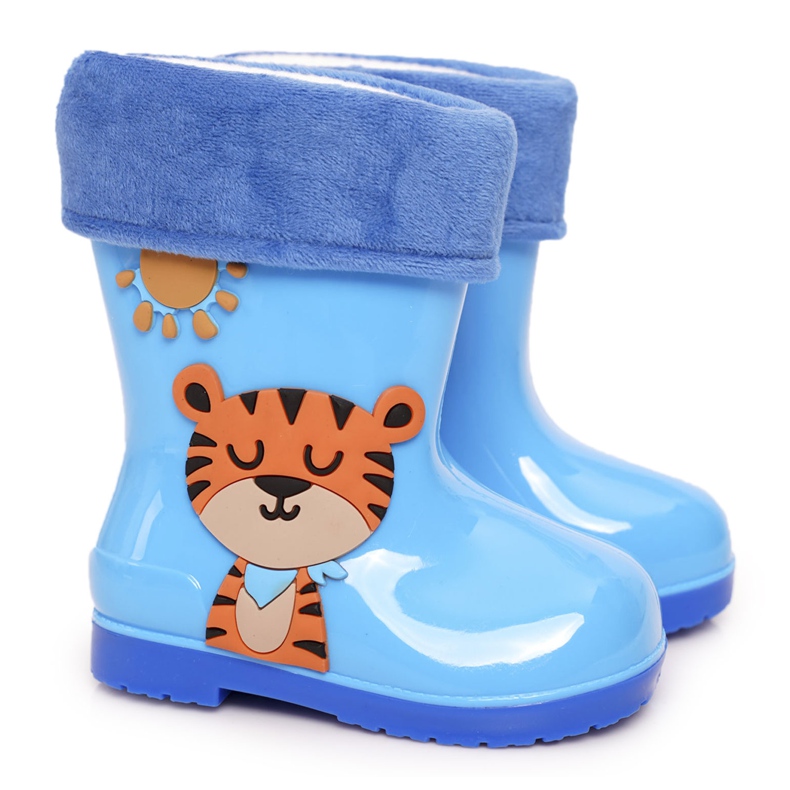 Blaue Kindergaloschen mit Tiger