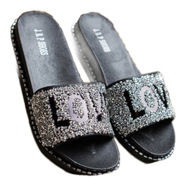 SHELOVET Liebe Plateauschuhe schwarz silber-