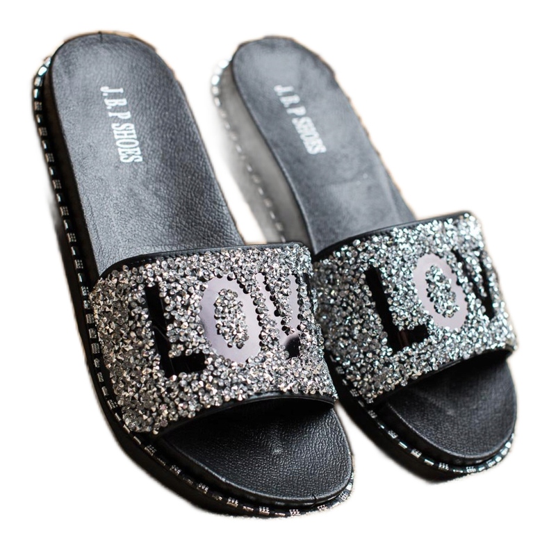 SHELOVET Liebe Plateauschuhe schwarz silber-