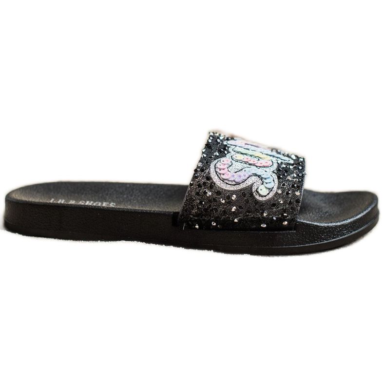 SHELOVET Super Pailletten Hausschuhe schwarz
