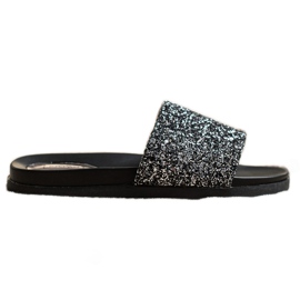 Filippo Hausschuhe mit Glitzer schwarz silber-