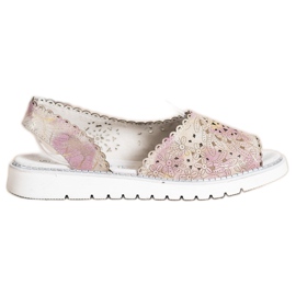 SHELOVET Bequeme Ledersandalen beige rosa golden