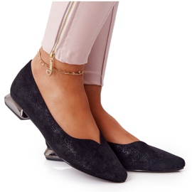 Ballerinas mit silbernem Absatz Vinceza 21-10601 Schwarz mehrfarbig