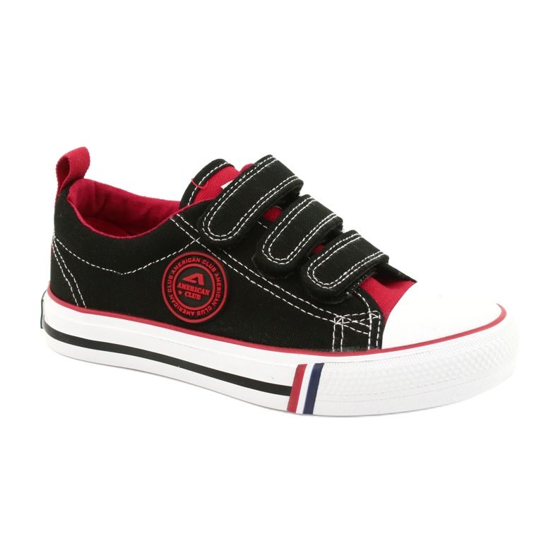 American Kinder Sneaker mit Klettverschluss American Club LH61 Schwarz-Rot