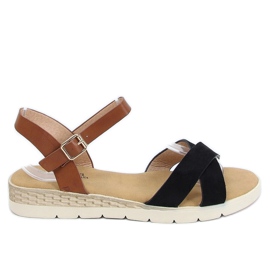 Schwarze Damensandalen 1031-15 Schwarz braun