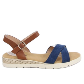 Marineblaue Damensandalen 1031-15 Blau braun