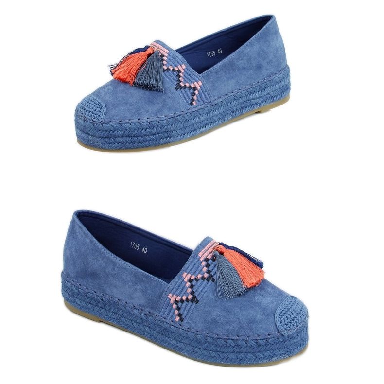 Blau 1735 Blaue Fransen-Espadrilles