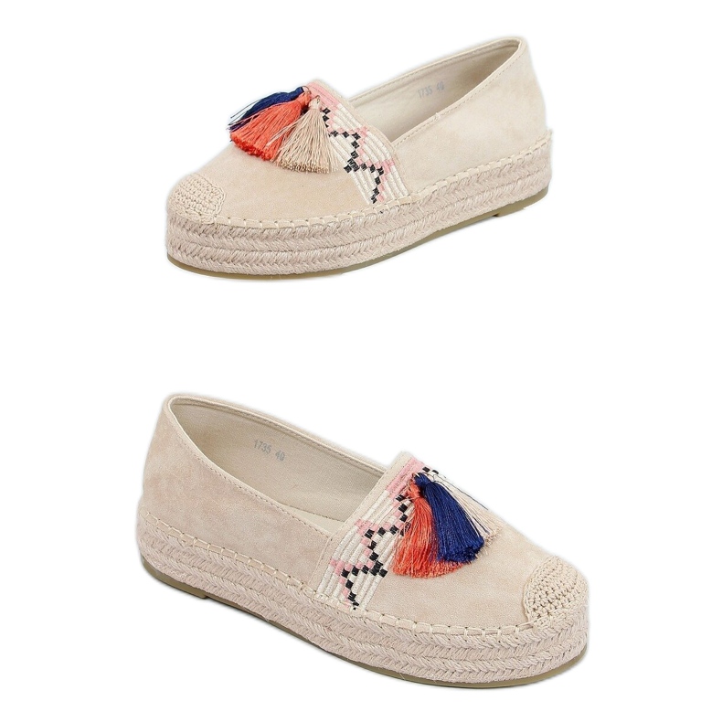 Espadrilles mit Fransen beige 1735 Beige
