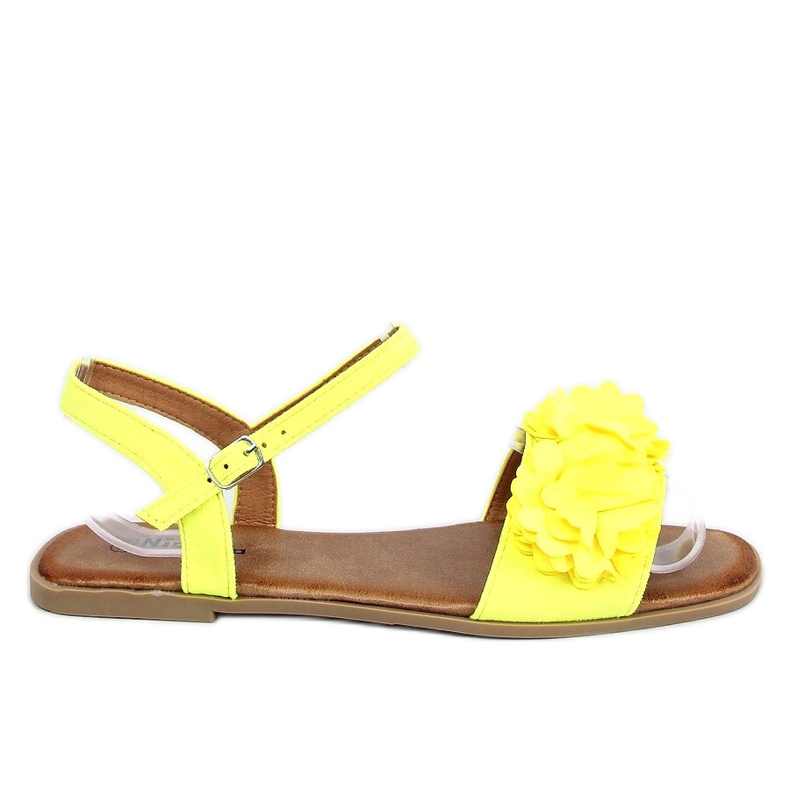 Gelbe Sandalen für Damen mit Blumen PA-370 Yellow