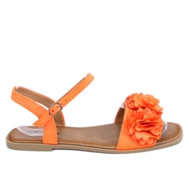 Damen Sandalen mit Blumen orange PA-370 Orange