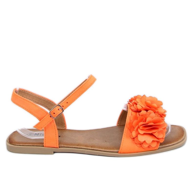 Damen Sandalen mit Blumen orange PA-370 Orange