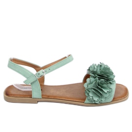 Grüne Damensandalen mit Blumen PA-370 Grün