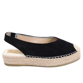 Schwarz M-518 Schwarze Espadrilles mit offenem Absatz