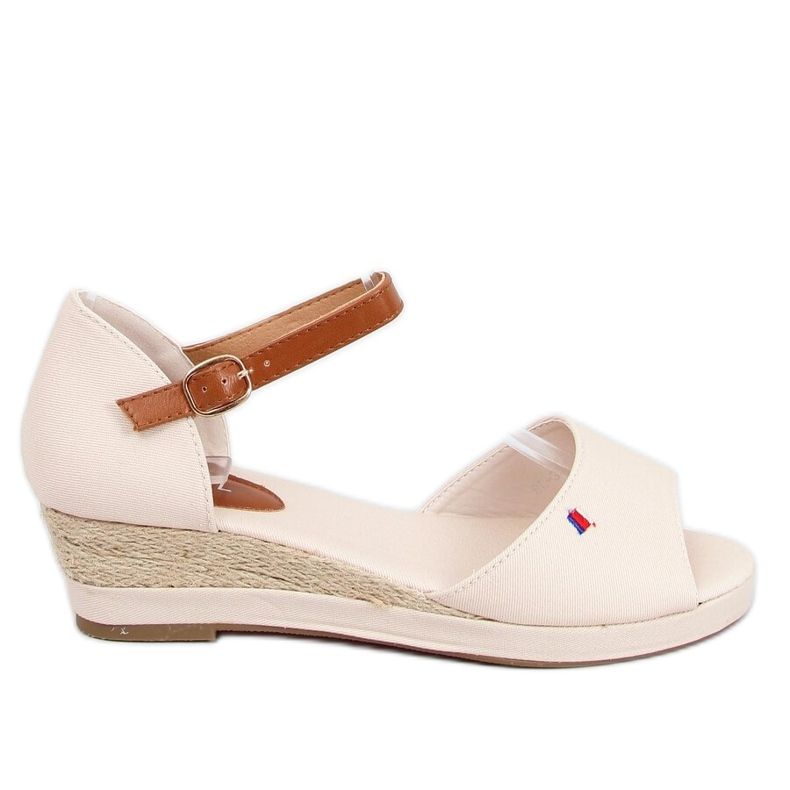 Tommy Sandalen auf niedrigem Beige Keil BL-362 Beige braun