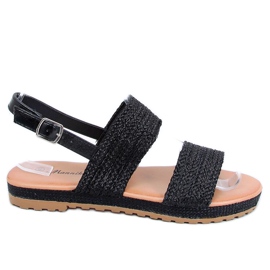 Black WL1593 Schwarze geflochtene Sandalen