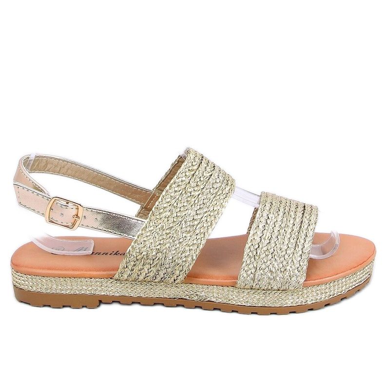 Gold WL1593 Gold geflochtene Sandalen golden