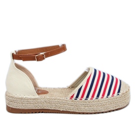 Espadrilles mit Streifen 9R108 Mix beige braun rot navy blau