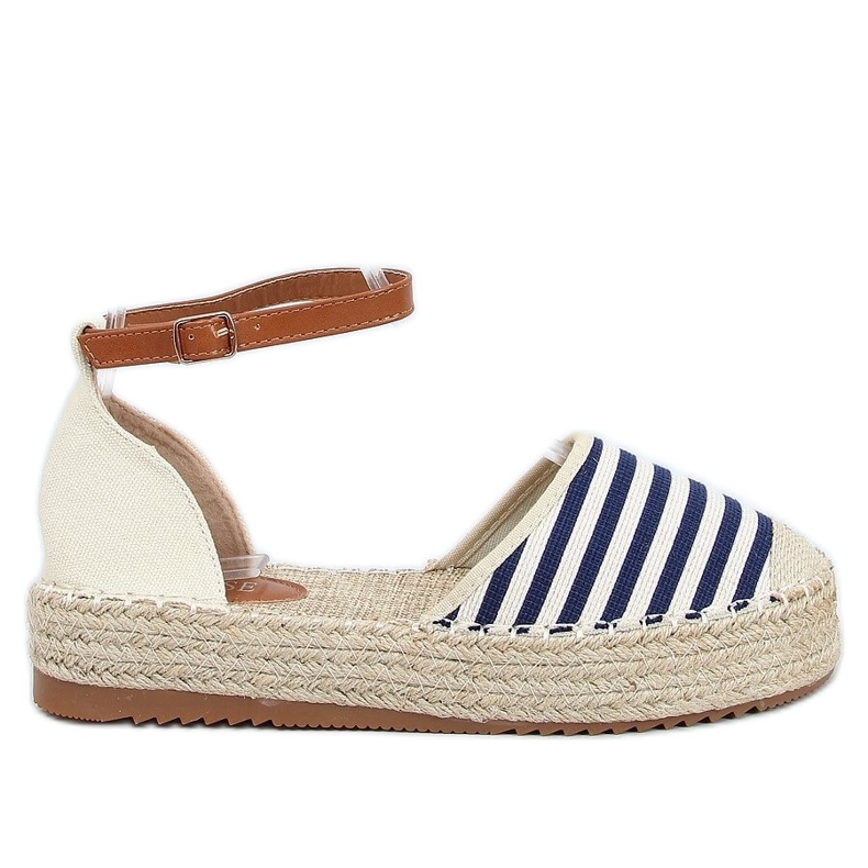 9R108 Blau gestreifte Espadrilles beige navy blau