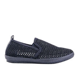 Mallory marineblaue durchbrochene Sneakers
