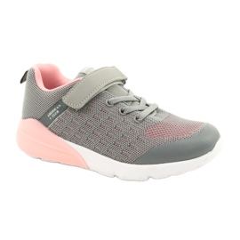 American Club Mädchen Sportschuhe mit Klettverschluss RL11 Grau-Rosa
