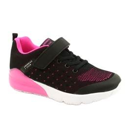 American Club Mädchen Sportschuhe mit Klettverschluss RL11 Schwarz / Rosa