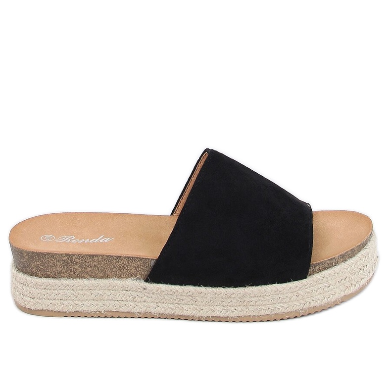 Schwarze Espadrilles-Hausschuhe 10-215 Schwarz