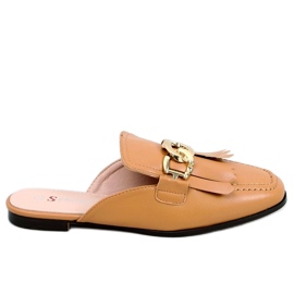 Hausschuhe Mokassins mit Kette Kamel T501 Camel braun