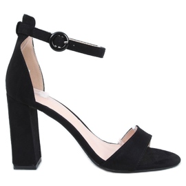 Schwarze Sandalen mit hohen Absätzen A12-06 Schwarz