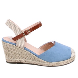 Blaue Espadrilles auf Keilabsatz, blau 77-206 Blau beige braun