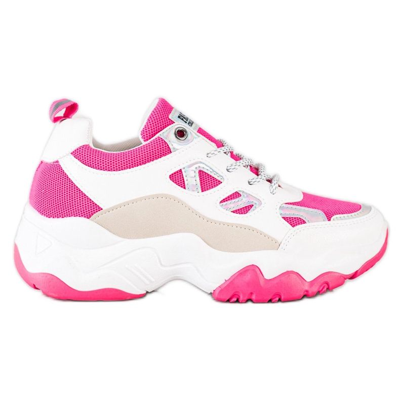 SHELOVET Modische Sneaker zum Schnüren beige weiß rosa silber-