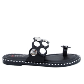 Schwarz SK78P Schwarze Flip-Flops silber-