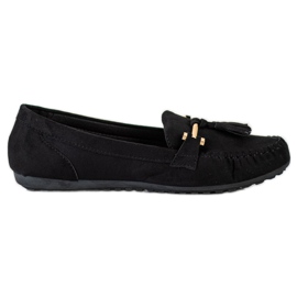 Queentina Modische Wildleder-Loafer schwarz golden