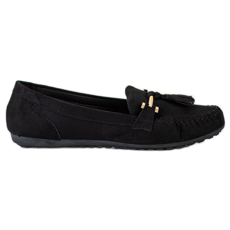Queentina Modische Wildleder-Loafer schwarz golden