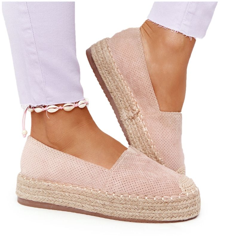 Espadrilles auf der Straw Platform Beige Highway