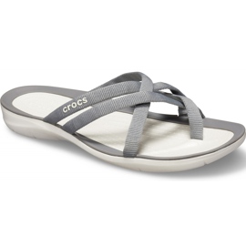 Crocs Damen Hausschuhe Swiftwater Webbing Flip W Hellgrau 205479 Okt.