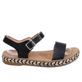 TH005 Schwarze Espadrilles-Sandalen